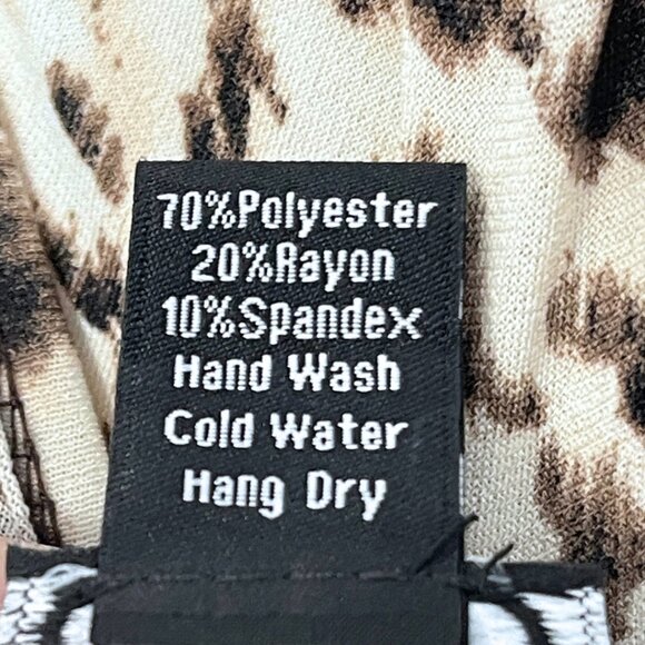 Clara Sunwoo Mixed Animal Print Top Size L Black Knotted Stretch Knit Blouse - Picture 8 of 11